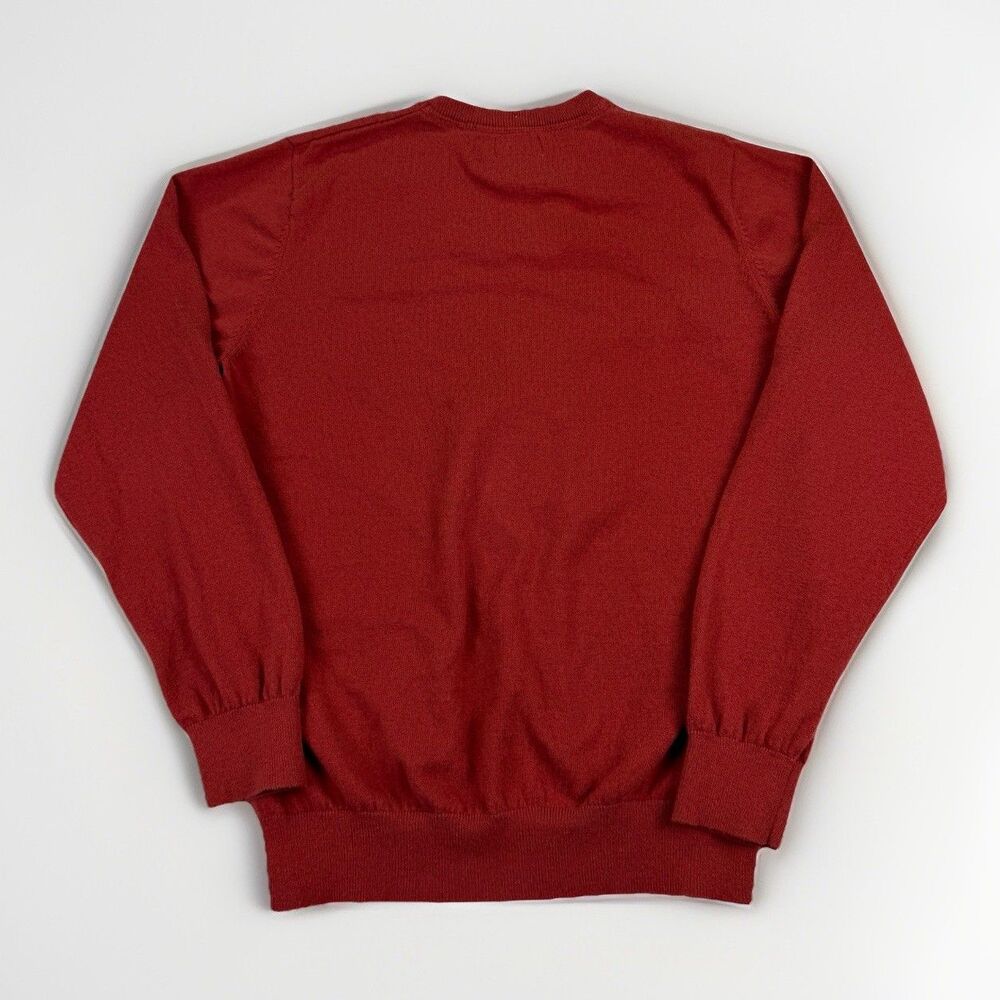 L.L. Bean Sweater Mens Medium Red Rust‎ Cotton Cashmere Blend Pullover V Neck LL - Picture 4 of 9